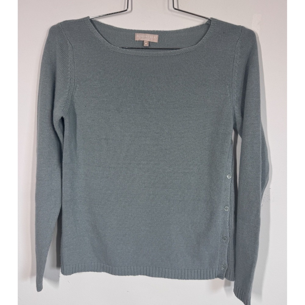 Benedetta B Merino Wool Cashmere Blend Side Button Pullover Sweater Women's M